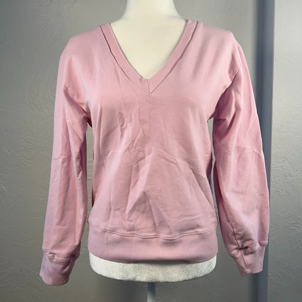 Parentezi Pink V Neck Pullover Women’s Small 100% Pima Cotton Sweatshirt Peru